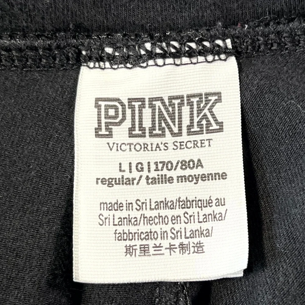 Pink Victoria's‎ Secret Black White Side Stripe Leggings Large Yoga Pants 8351